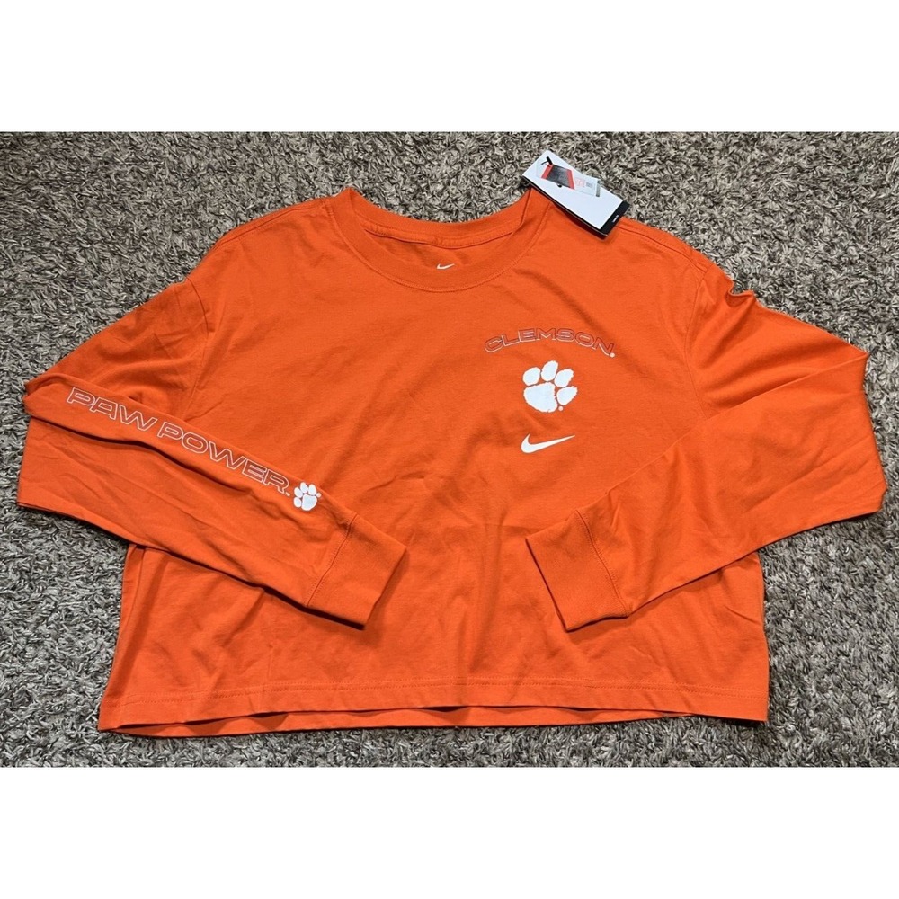 NEW Nike Clemson Tigers Women's Boxy Crop Long Sleeve T-Shirt (XL)